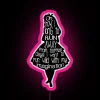 Colorful LED quote display featuring Alice In Wonderland whimsical phrase.