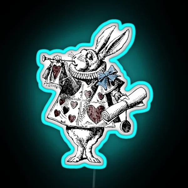 Alice In Wonderland White Rabbit RGB Neon Sign