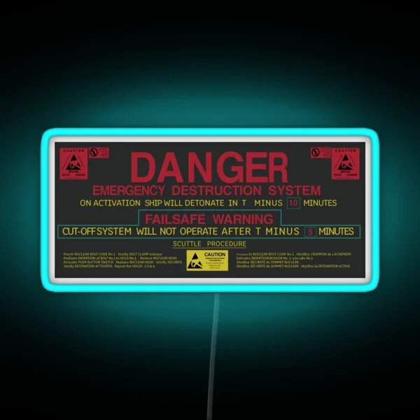 ALIEN 1979 Nostromo Self Destruct Sequence RGB Neon Sign