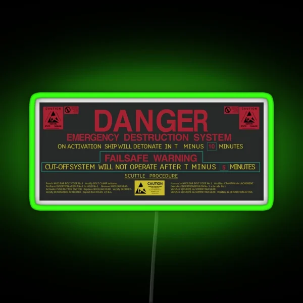 ALIEN 1979 Nostromo Self Destruct Sequence RGB Neon Sign