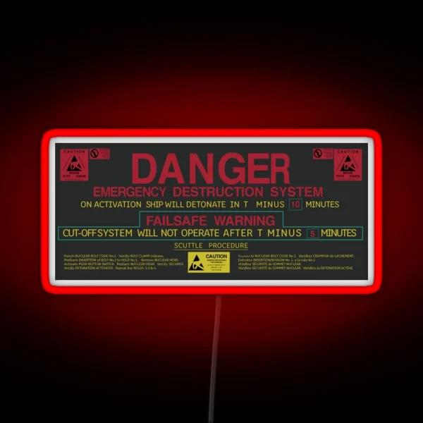 ALIEN 1979 Nostromo Self Destruct Sequence RGB Neon Sign