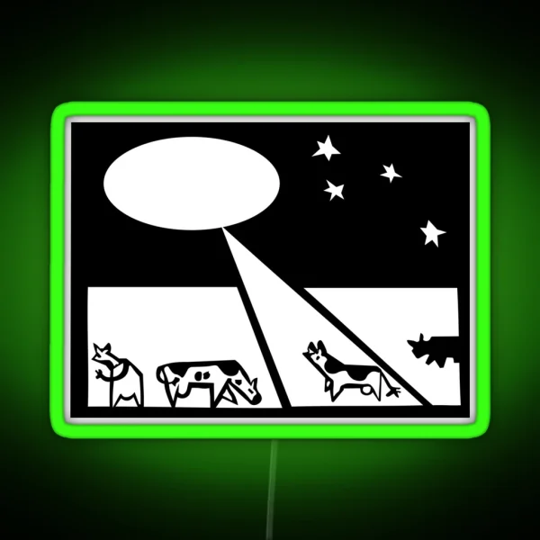 Alien Encounter With Cows RGB Neon Sign