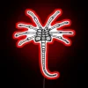 Glowing Alien Facehugger Embodies Futuristic Horror in Neon Signage