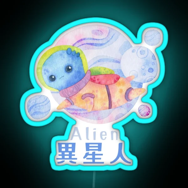 Alien Japanese Extraterrestrial Life Kanji RGB Neon Sign