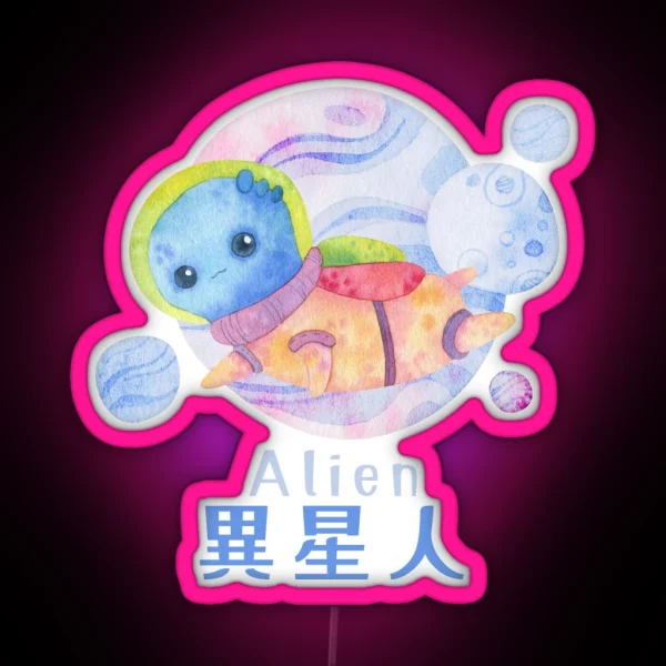 Alien Japanese Extraterrestrial Life Kanji RGB Neon Sign
