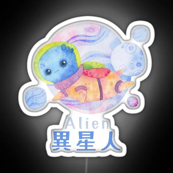 Alien Japanese Extraterrestrial Life Kanji RGB Neon Sign