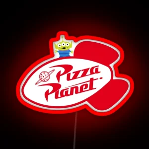 Alien On Pizza Planet Sign RGB Neon Sign