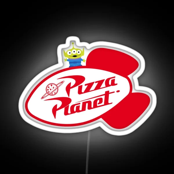 Alien On Pizza Planet Sign RGB Neon Sign