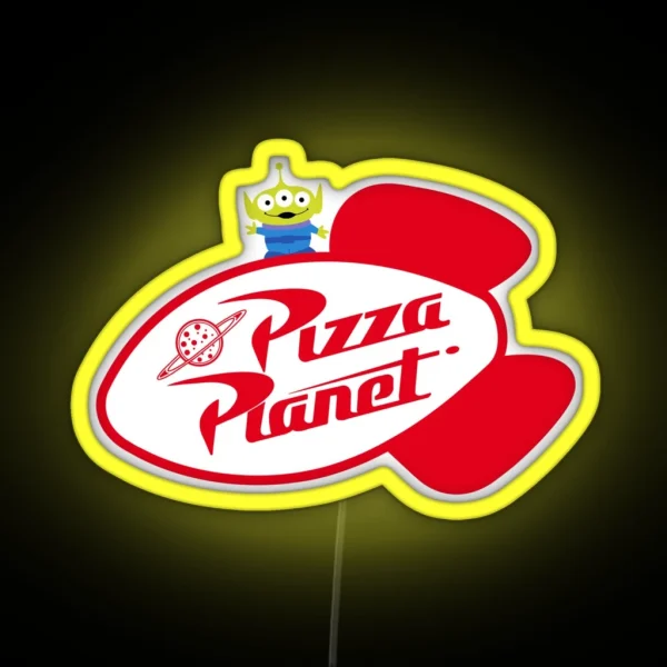 Alien On Pizza Planet Sign RGB Neon Sign