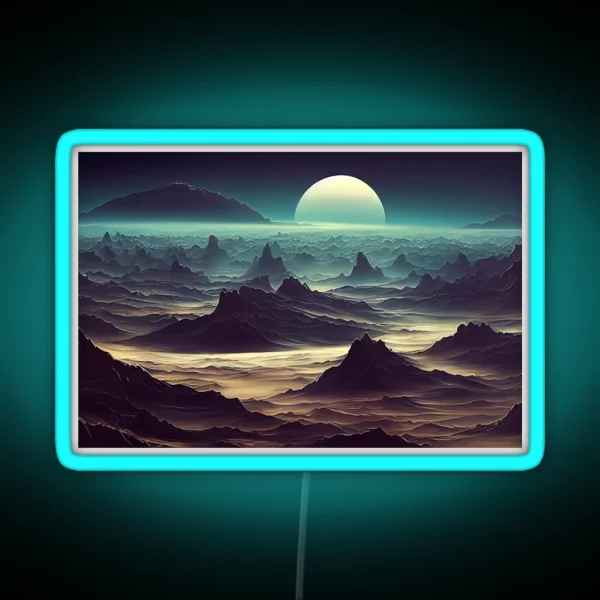 Alien Planet Fantasy Landscape RGB Neon Sign