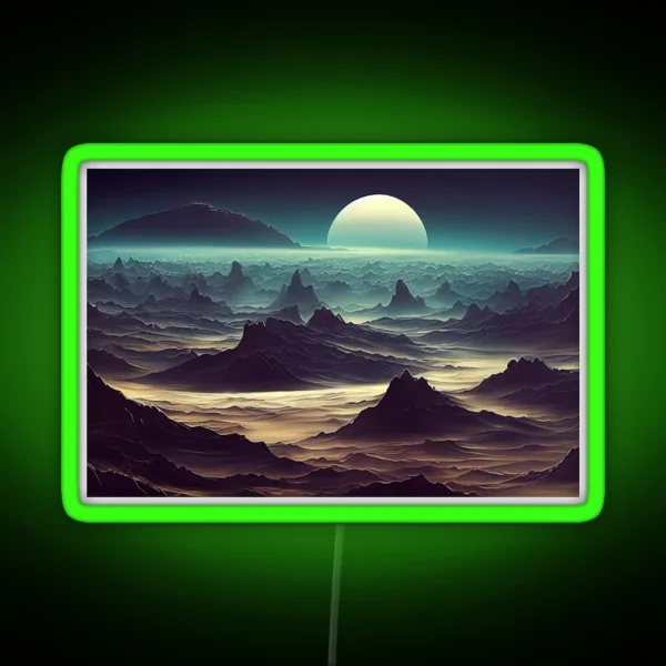 Alien Planet Fantasy Landscape RGB Neon Sign