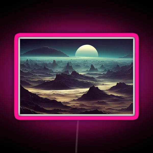 Alien Planet Fantasy Landscape RGB Neon Sign