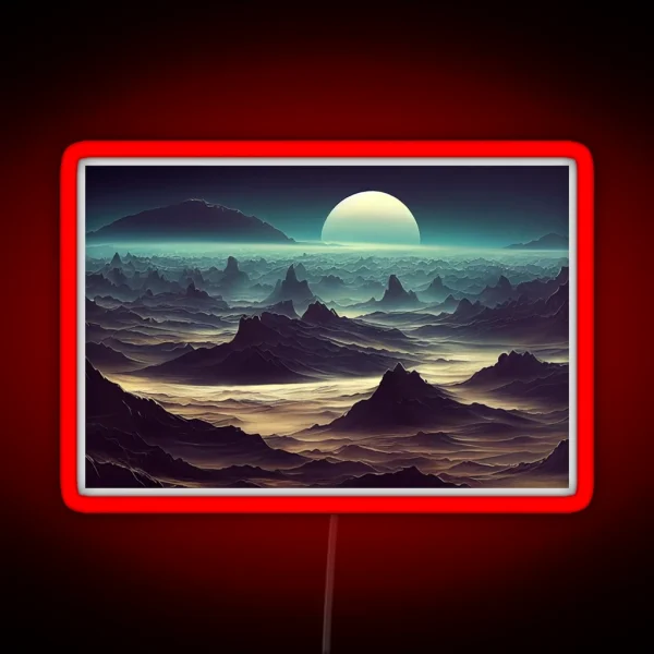 Alien Planet Fantasy Landscape RGB Neon Sign