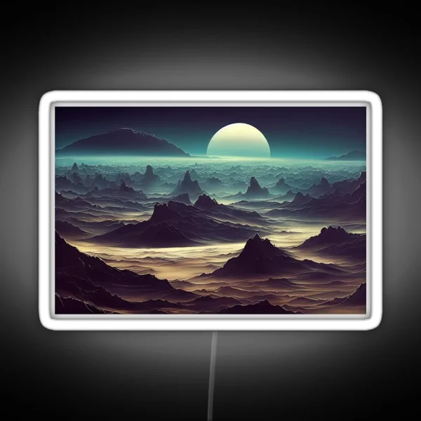 Alien Planet Fantasy Landscape RGB Neon Sign