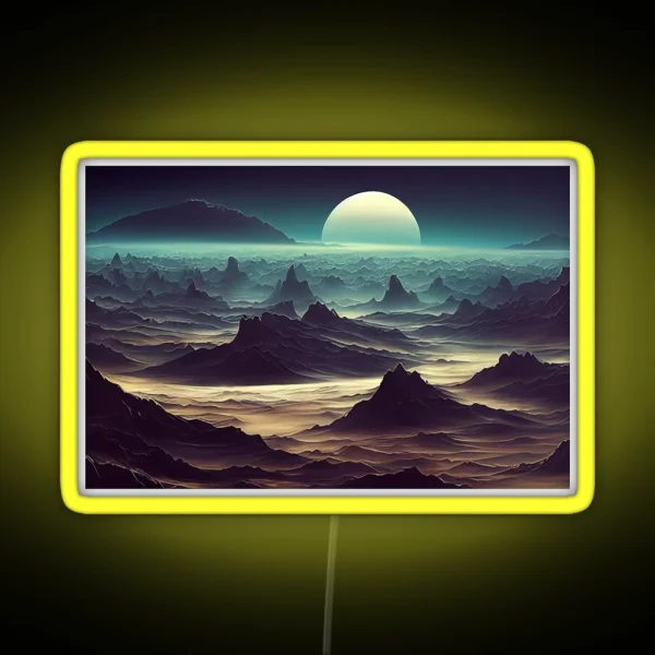 Alien Planet Fantasy Landscape RGB Neon Sign