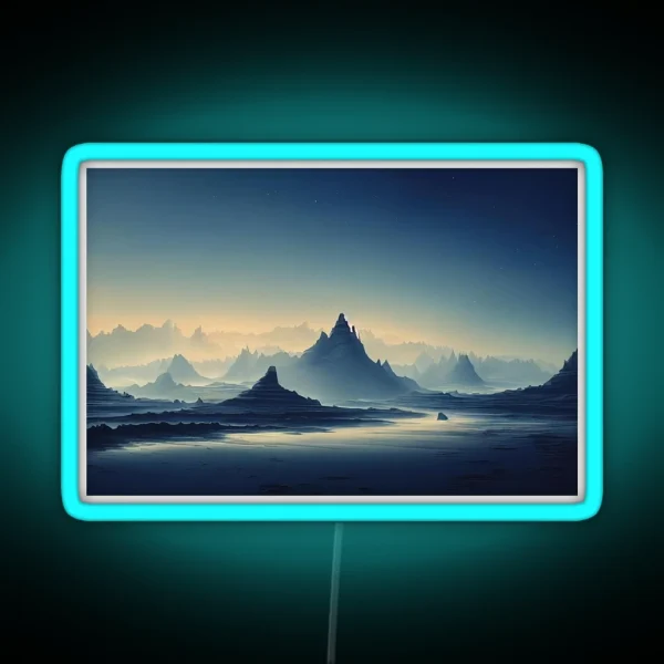 Alien Planet Fantasy Landscape RGB Neon Sign