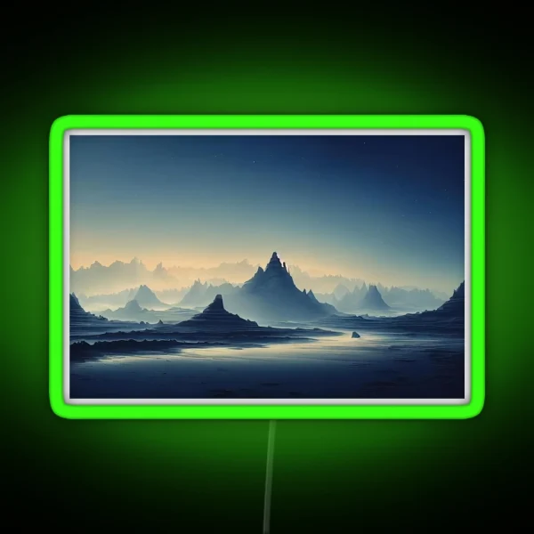 Alien Planet Fantasy Landscape RGB Neon Sign