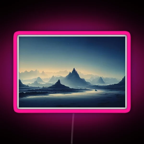 Alien Planet Fantasy Landscape RGB Neon Sign
