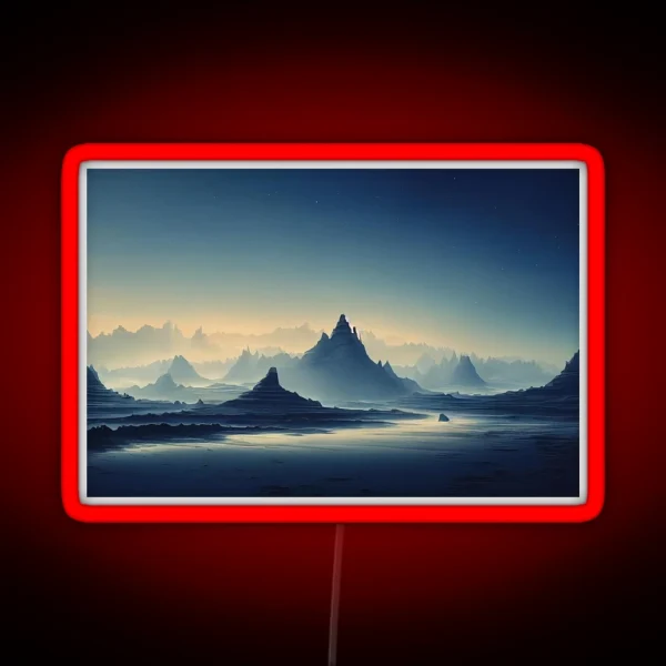Alien Planet Fantasy Landscape RGB Neon Sign
