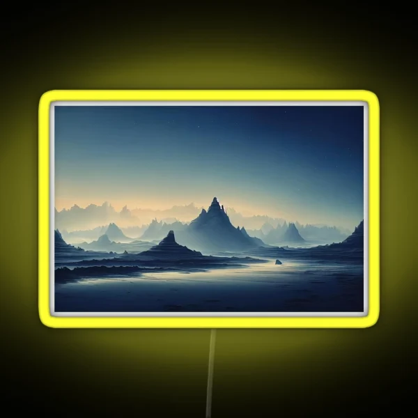 Alien Planet Fantasy Landscape RGB Neon Sign