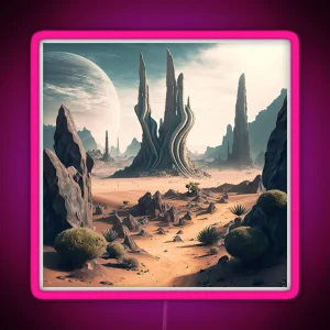 Alien Planet Landscape RGB Neon Sign