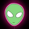 Galactic alien invasion illuminated by vibrant rgb neon accents outside.