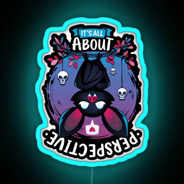All About Perspective Cute Creepy Bat Love RGB Neon Sign