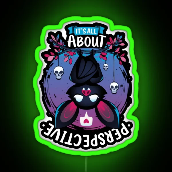 All About Perspective Cute Creepy Bat Love RGB Neon Sign