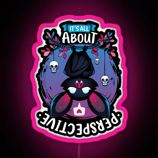 All About Perspective Cute Creepy Bat Love RGB Neon Sign