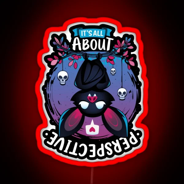 All About Perspective Cute Creepy Bat Love RGB Neon Sign