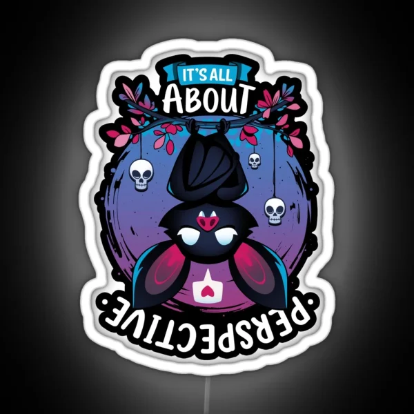 All About Perspective Cute Creepy Bat Love RGB Neon Sign