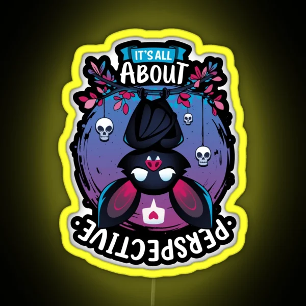 All About Perspective Cute Creepy Bat Love RGB Neon Sign