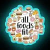 Neon all foods fit sign with colorful RGB glowing letters