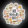 Colorful 'All Foods Fit' neon sign with vibrant RGB lighting