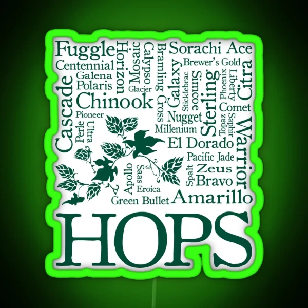 All The Different Kinds Of Hops RGB Neon Sign