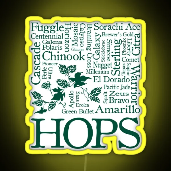 All The Different Kinds Of Hops RGB Neon Sign