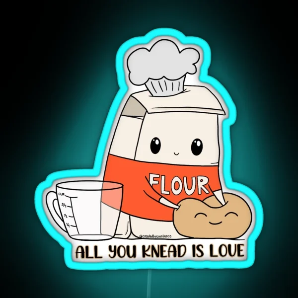 All You Knead Is Love Digital Doodle Pun Led Magnet RGB Neon Sign