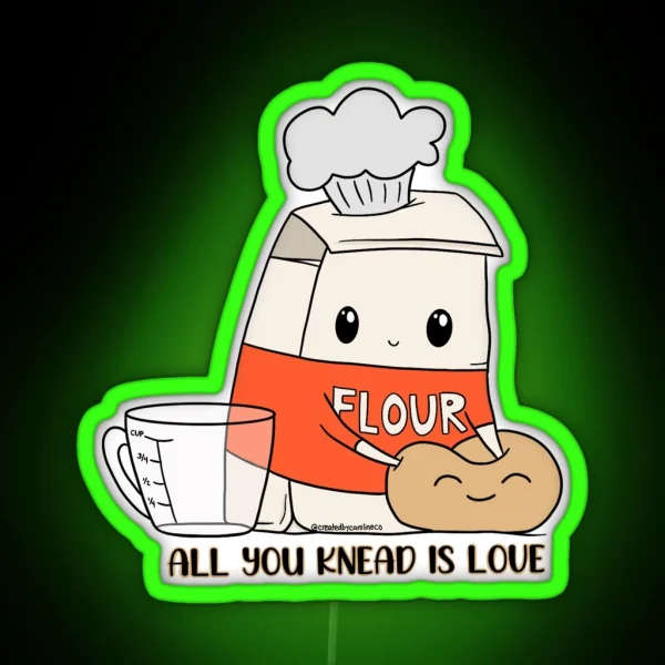 All You Knead Is Love Digital Doodle Pun Led Magnet RGB Neon Sign