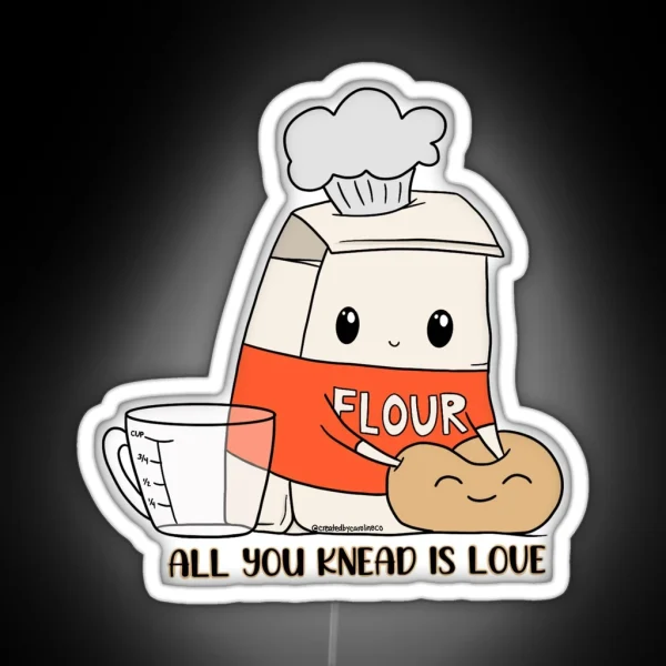 All You Knead Is Love Digital Doodle Pun Led Magnet RGB Neon Sign