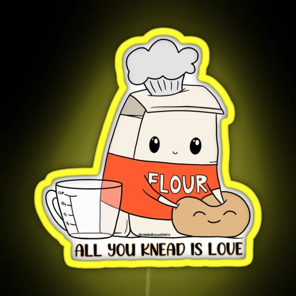 All You Knead Is Love Digital Doodle Pun Led Magnet RGB Neon Sign