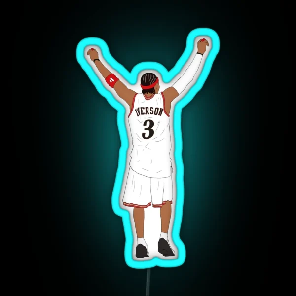 Allen Iverson Back To RGB Neon Sign