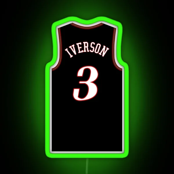 Allen Iverson Philadelphia 76ers Road Jersey RGB Neon Sign