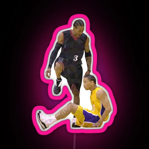 Allen Iverson Steps Over Tyronn Lue Low Poly RGB Neon Sign