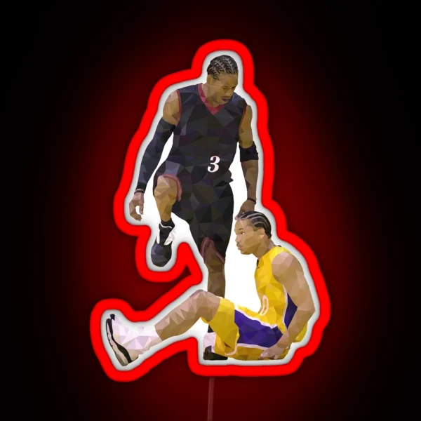 Allen Iverson Steps Over Tyronn Lue Low Poly RGB Neon Sign