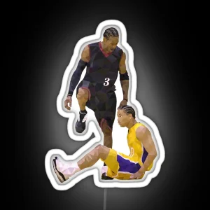 Allen Iverson Steps Over Tyronn Lue Low Poly RGB Neon Sign