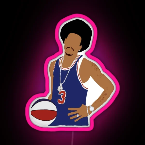 Allen Iverson Throwback Design RGB Neon Sign