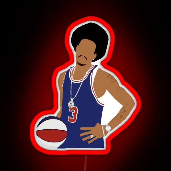 Allen Iverson Throwback Design RGB Neon Sign