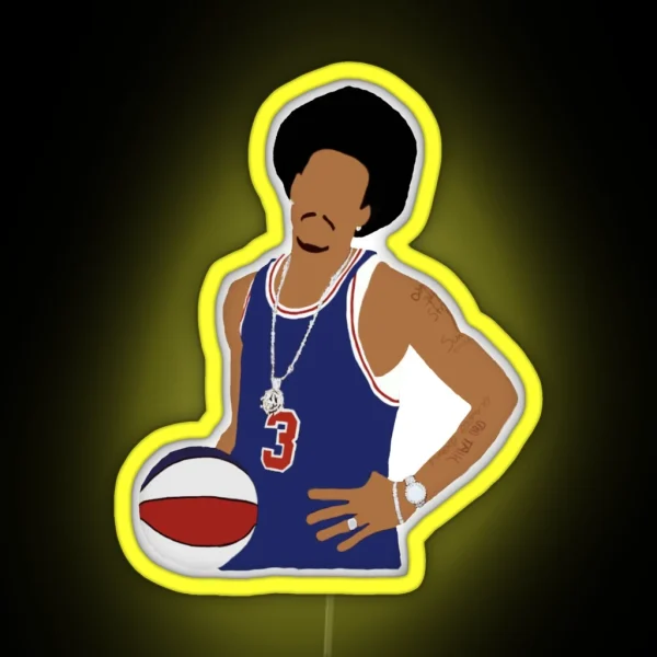 Allen Iverson Throwback Design RGB Neon Sign