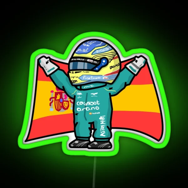 Alonso With Flag RGB Neon Sign