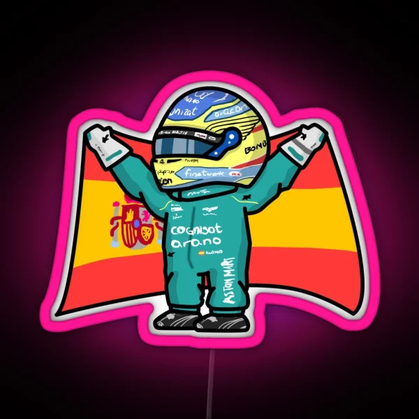 Alonso With Flag RGB Neon Sign